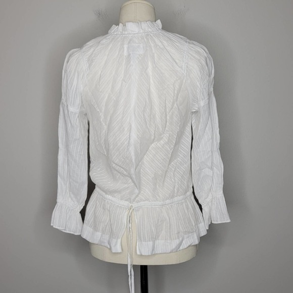 Derek Lam 10 Crosby Long Bell-Sleeve‎ Striped Cotton Blouse Size XS - Picture 8 of 11